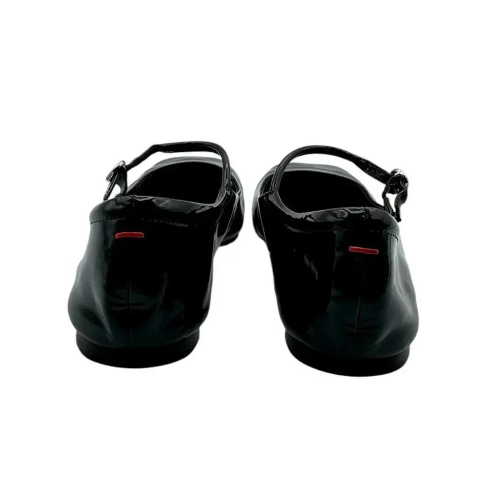 Aeyde Uma Mary Jane Black Patent Leather Flats EU 39 US 8 Made in Italy